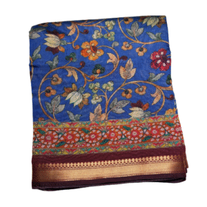 Maheshwari Silk Blend with Pen Kalamkari Print