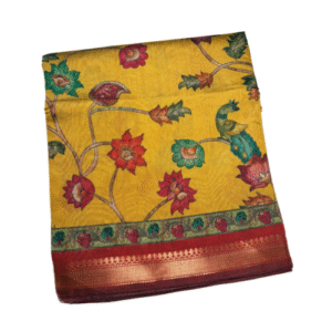 Maheshwari Silk Blend with Pen Kalamkari Print