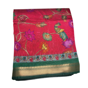 Maheshwari Silk Blend with Pen Kalamkari Print