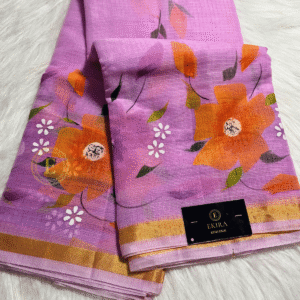 Kota Cotton Saree with Paint and Print Finish