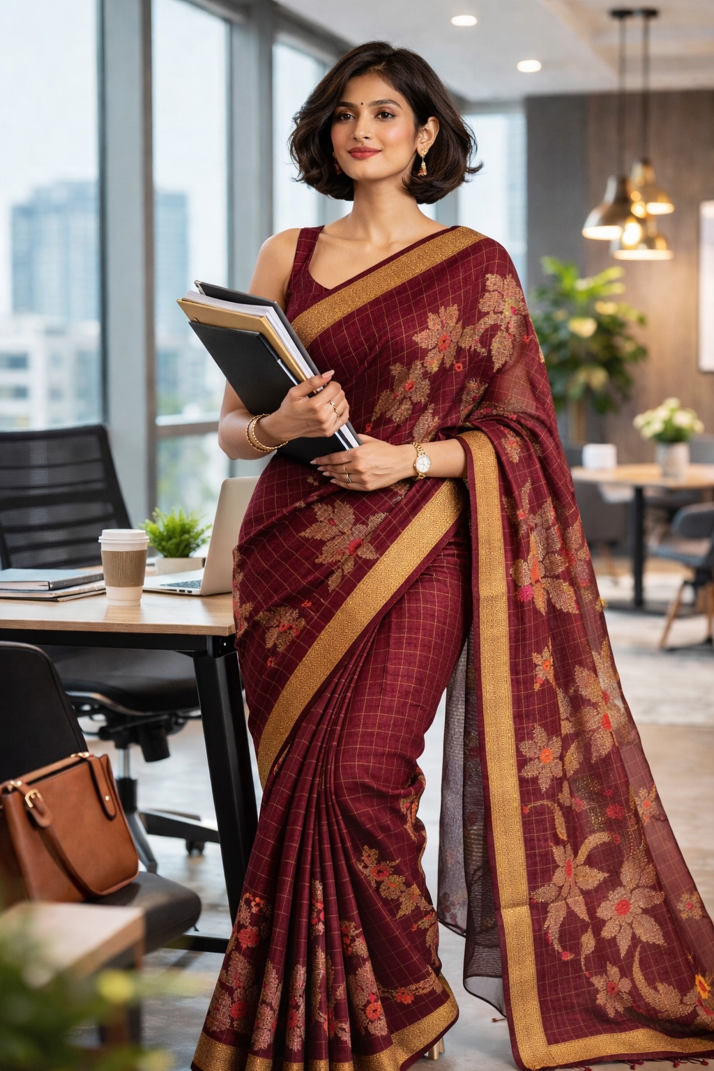 Linen saree for women