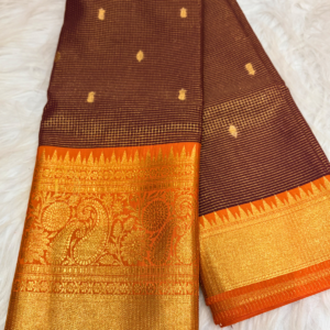 Chocolate vintage semi kanchipattu saree