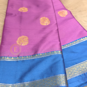 Lavender gap border semi kanchipattu saree